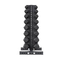 5-40 LB Rubber Hex Dumbbell Set with Vertical Storage Rack (8 Pairs)